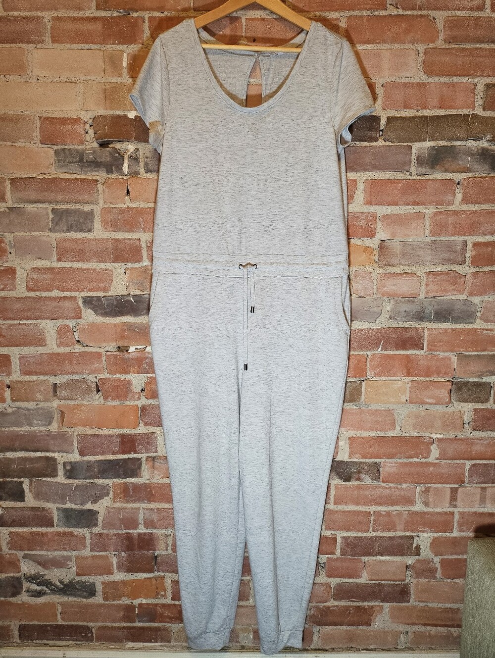 Light Gray Women’s Short-Sleeve Jumpsuit.